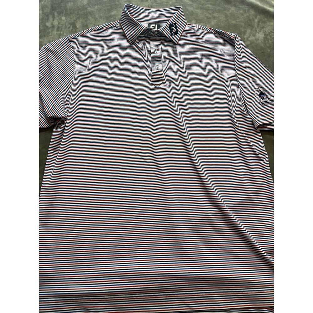 Footjoy Shirt Men's Large Performance Polo Capital City Club Golf red white blue